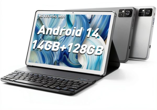 Kimlok Android Tablet 10 Inch 14GB RAM 128GB Storage Silver-0