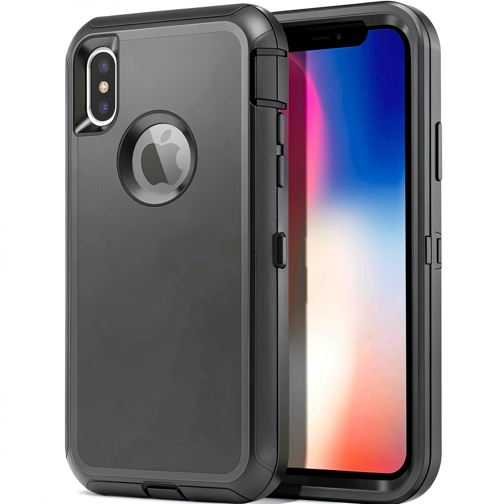 Installing Entronix Heavy Duty Case iPhone X XS Protection Grip on a wooden desk