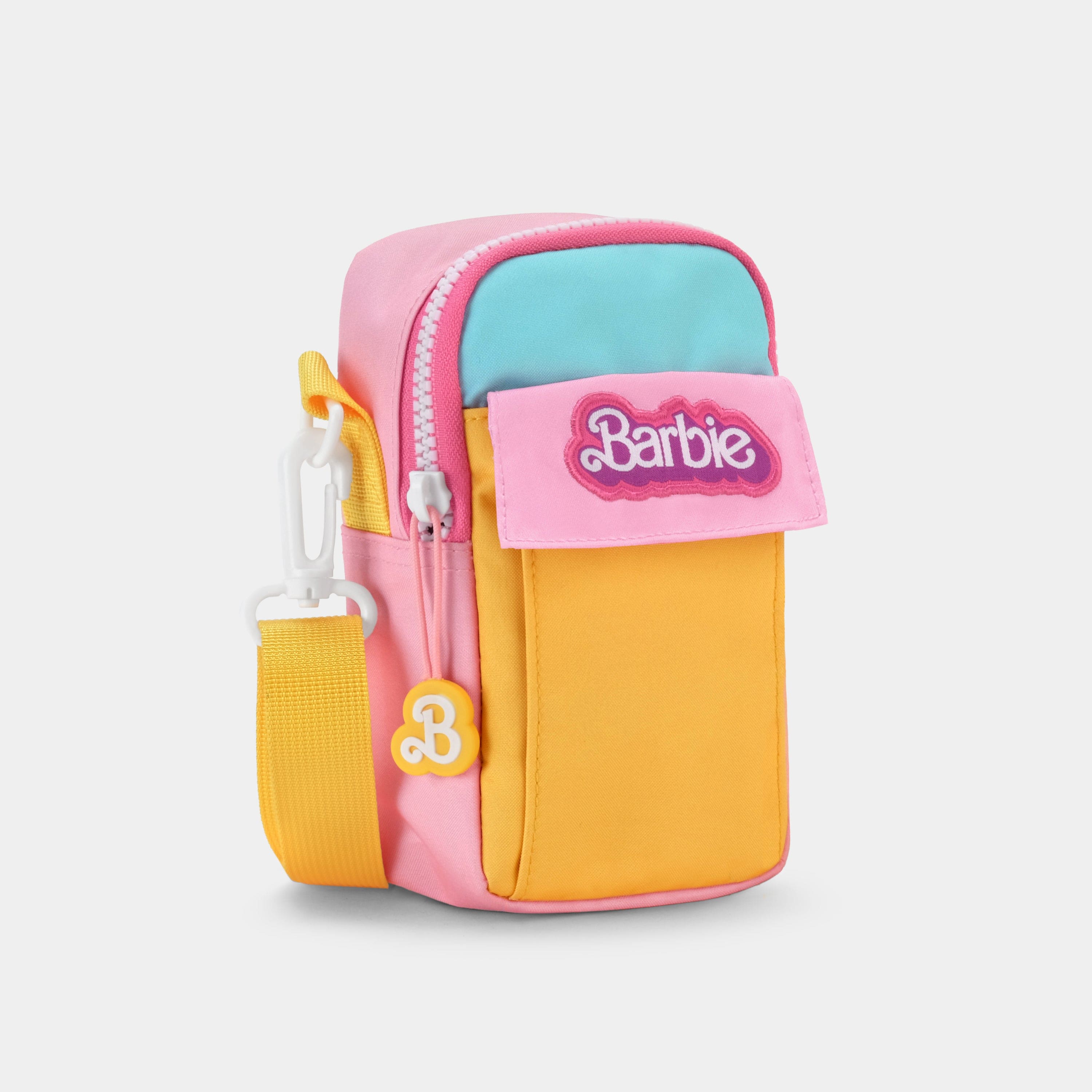 Malibu Barbie camera bag showcasing compartments and strap