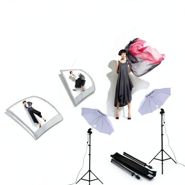 Kshioe 135W Photography Light Kit Studio Umbrellas Stands-7
