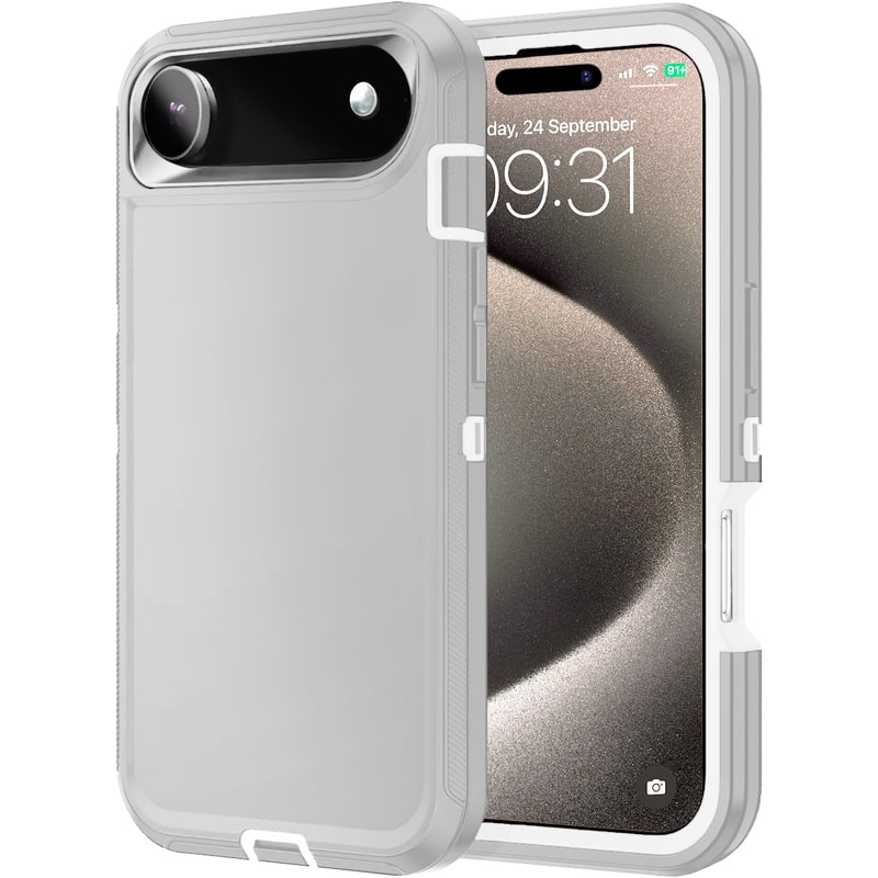Entronix Heavy Duty Case showing raised edges and airbag design on iPhone 17 Air