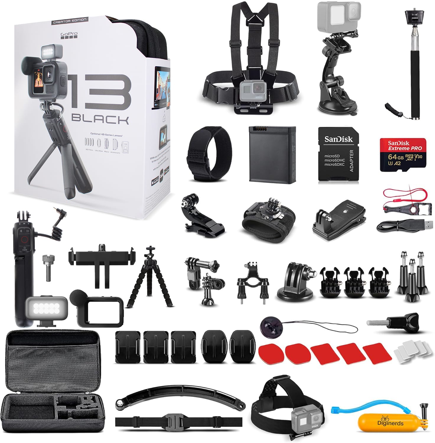 GoPro HERO13 Creator Edition with accessories on an adventure backpack