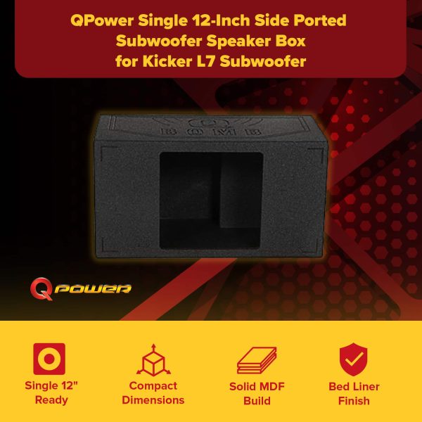 Q Power QBOMB12VLSQ 12 Inch Ported Speaker Box MDF-4