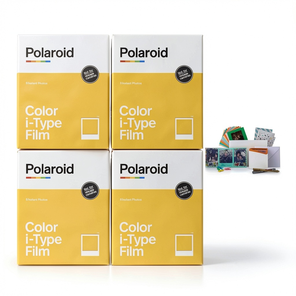 Polaroid Originals 32‑pack film bundle being used at a birthday party