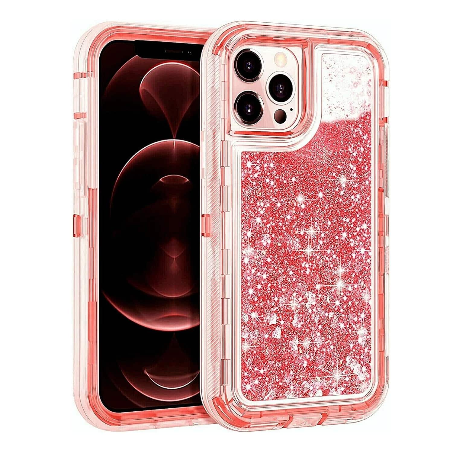 Entronix Liquid Glitter Case showing glitter design and phone fit