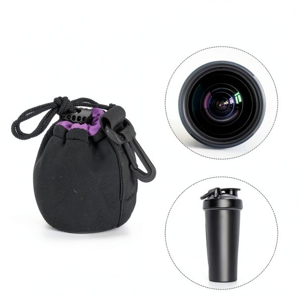 Neoprene Lens Pouch Black Purple Waterproof Camera Bag-5