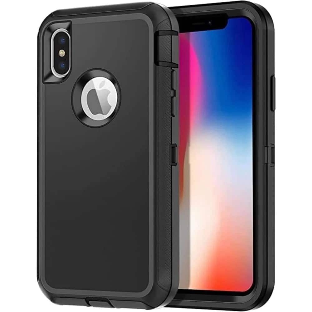 Entronix Heavy Duty Case showing raised edges and port covers on an iPhone X