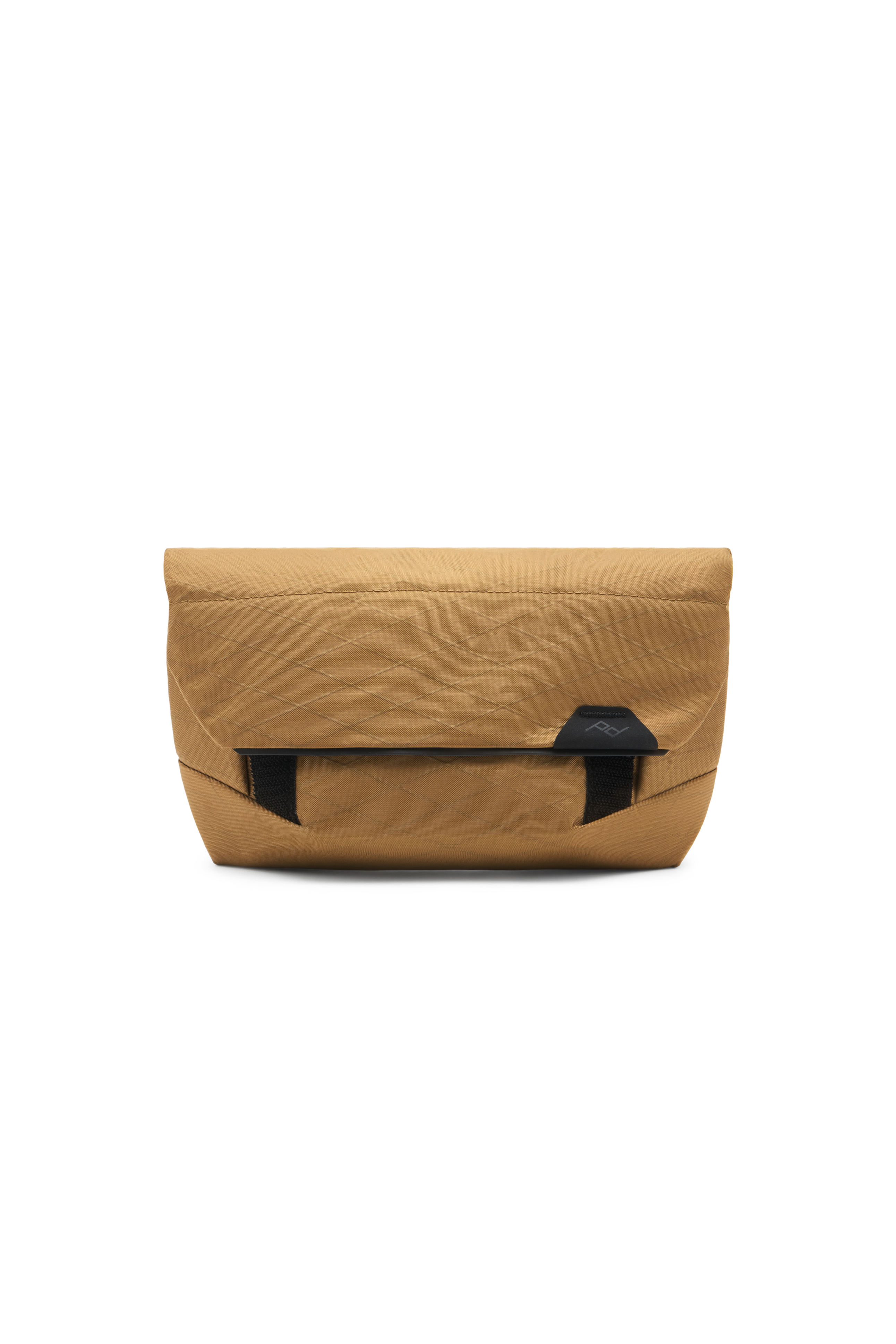 Peak Design Field Pouch in Coyote color with roll-top open