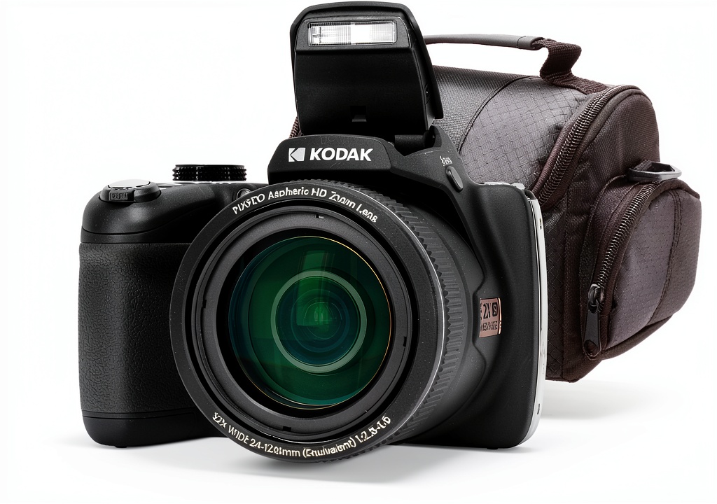 Kodak PIXPRO AZ528 camera with extended zoom lens capturing wildlife photography in forest setting