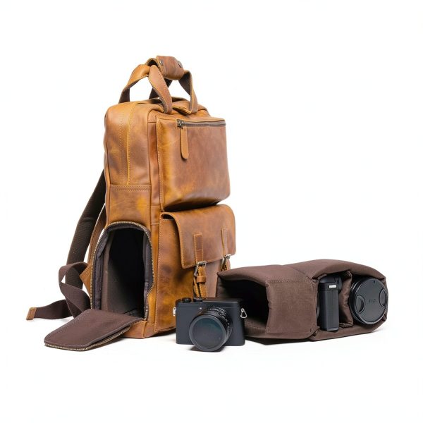 MANN Bag Leather Camera Backpack Quick Access Compartment-0