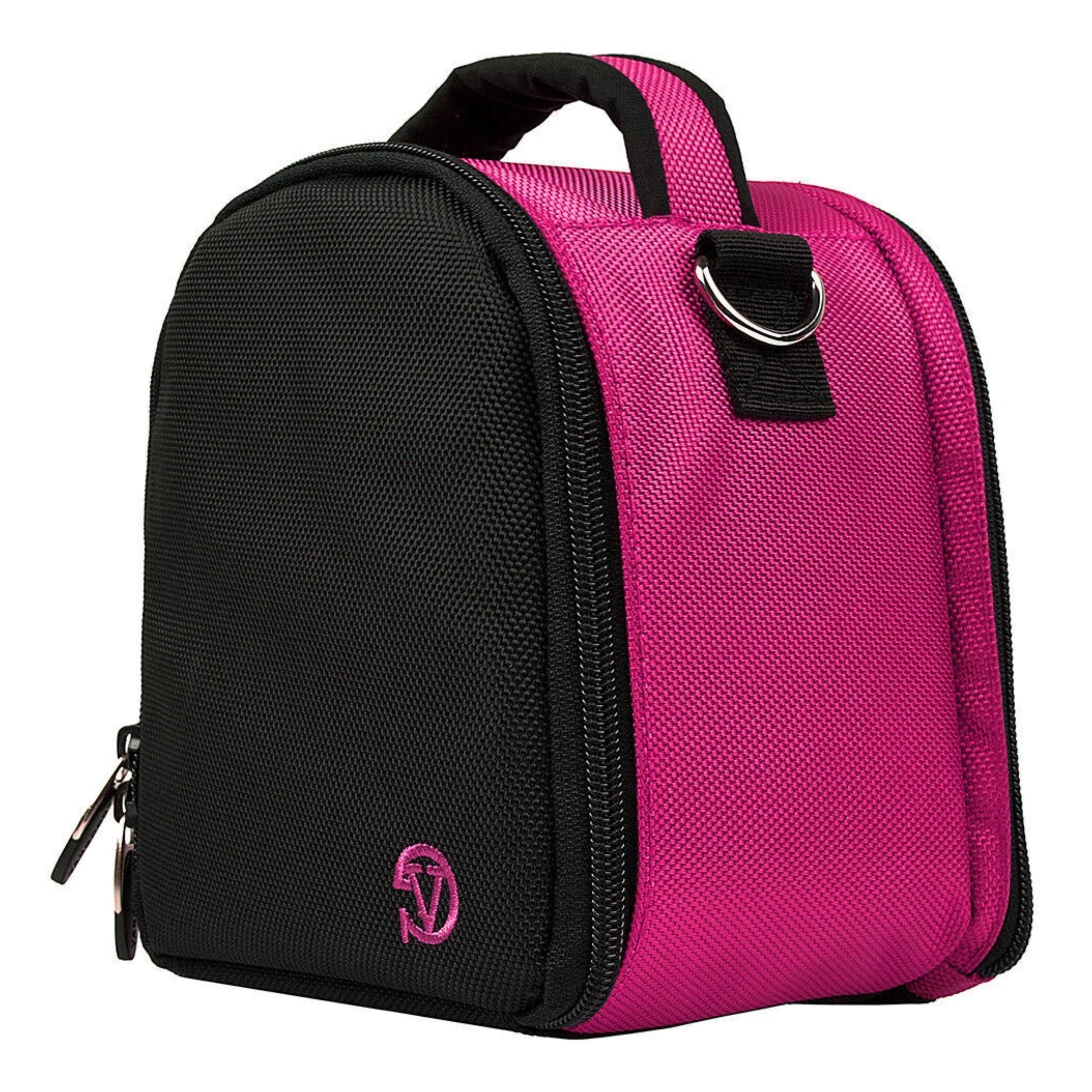 DSLR Camera Shoulder Bag Water Resistant Nylon Padded shown on a wooden desk with camera gear