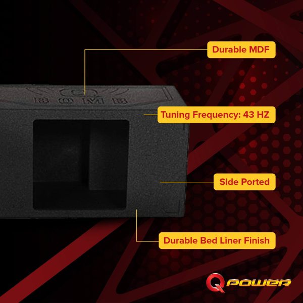 Q Power QBOMB12VLSQ 12 Inch Ported Speaker Box MDF-2