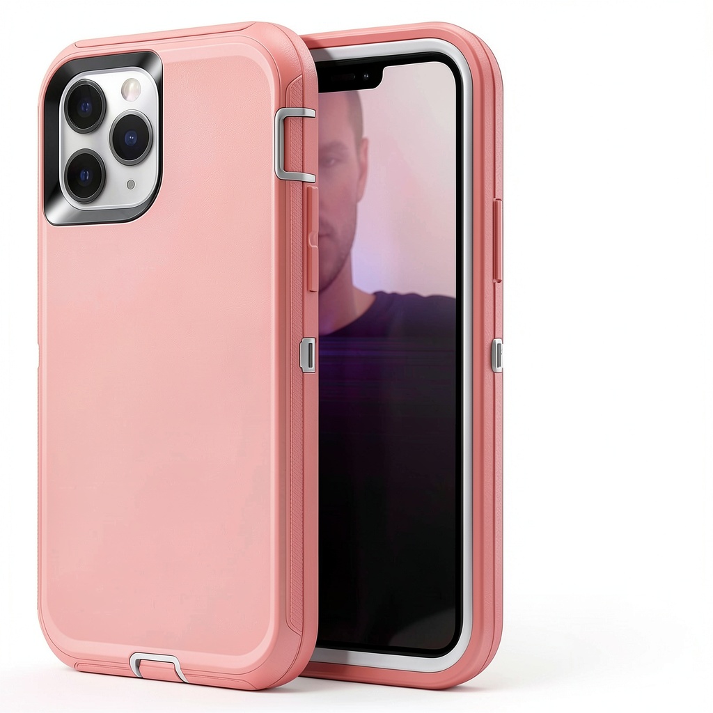 Installing Entronix iPhone 15 Pro Max Case Screen Protector Bundle on a wooden desk